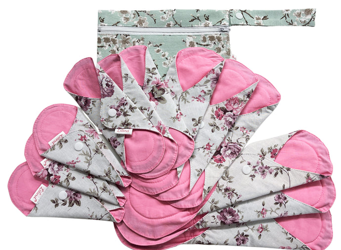 12 бр. Стартов комплект памучни превръзки, с чанта, многократни, дишащи и водоустойчиви